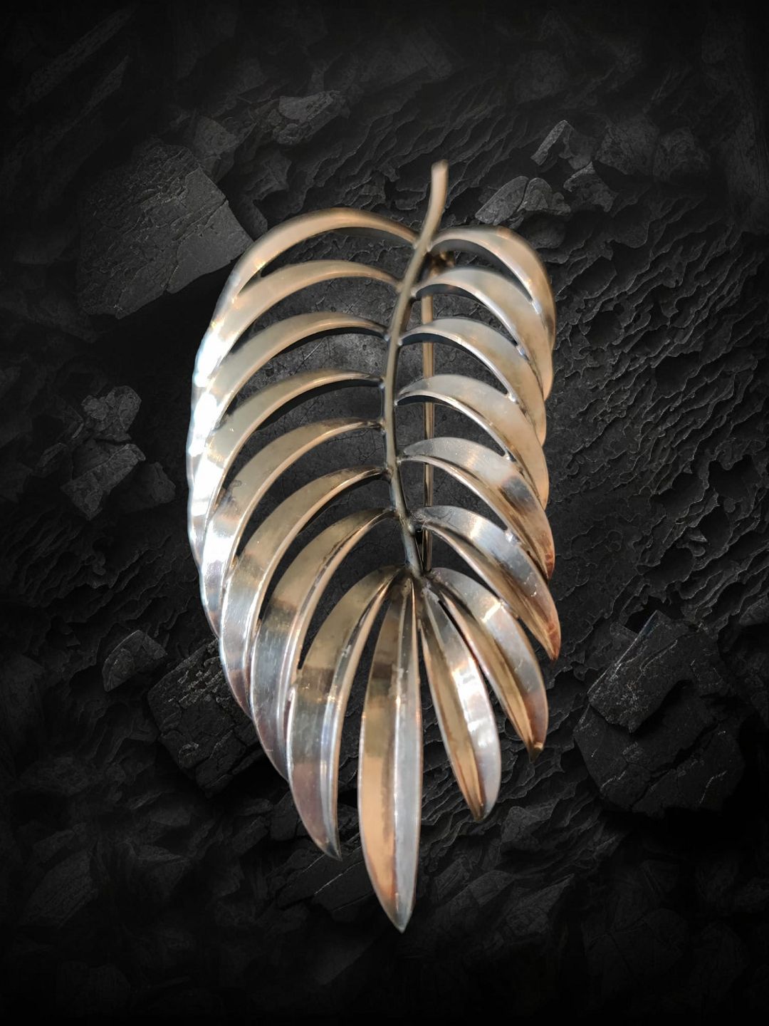 Anton Michelsen sterling silver brooch leaf branch