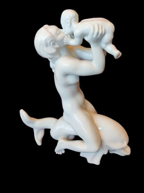 Bing & Grondahl B&G 4057 Woman on dolphin kissing child Figurine 39 cm Kai Nielsen