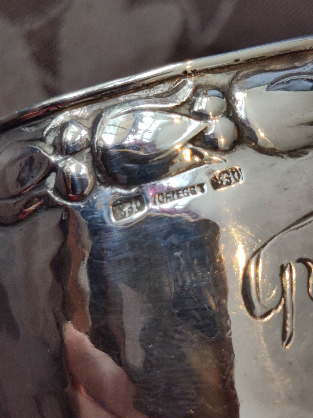 Griegst - 830 silver. napkin ring. Exceptionally good condition. "Mikah"; "who is like God?"