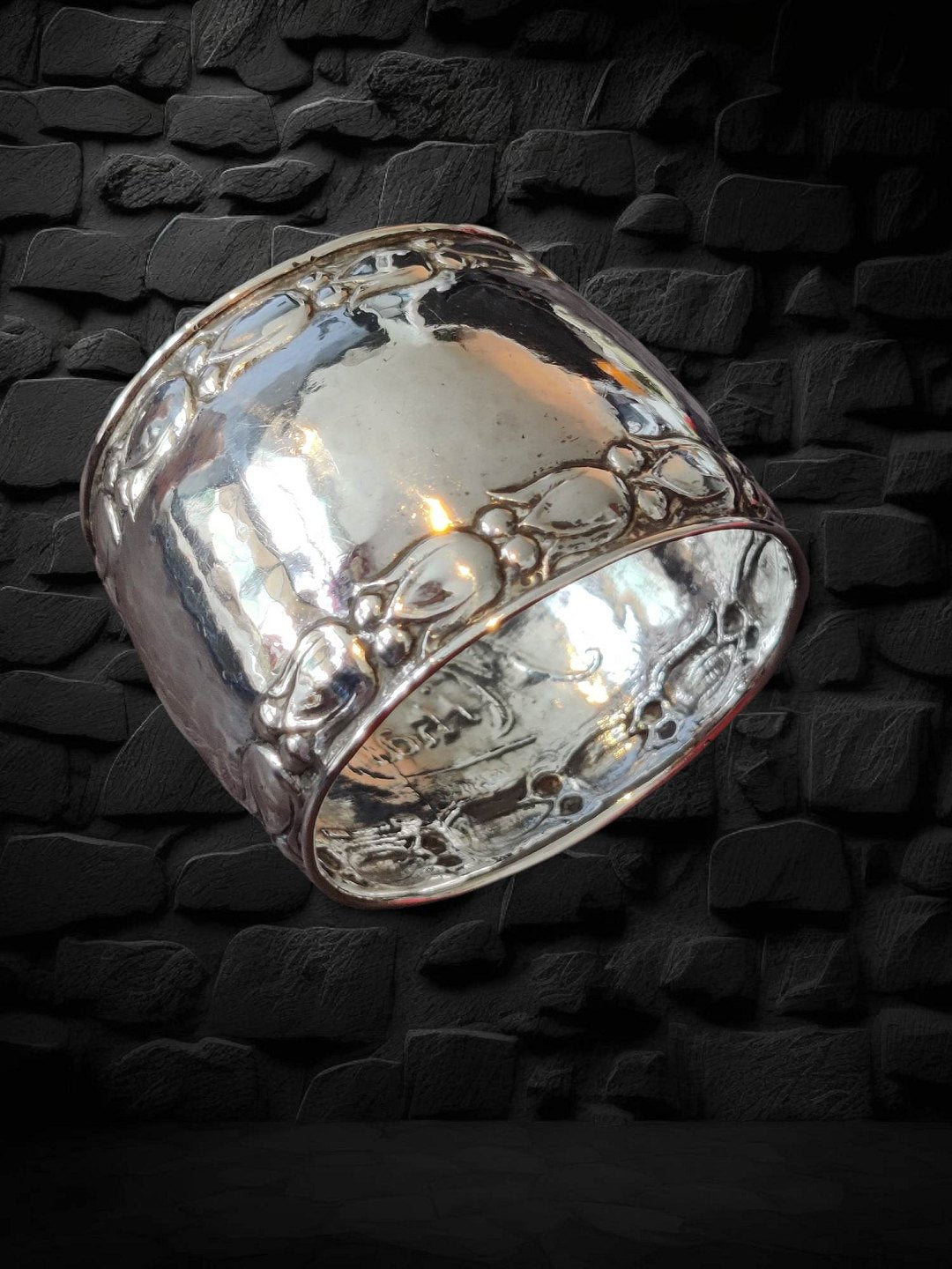 Griegst - 830 silver. napkin ring. Exceptionally good condition. "Mikah"; "who is like God?"