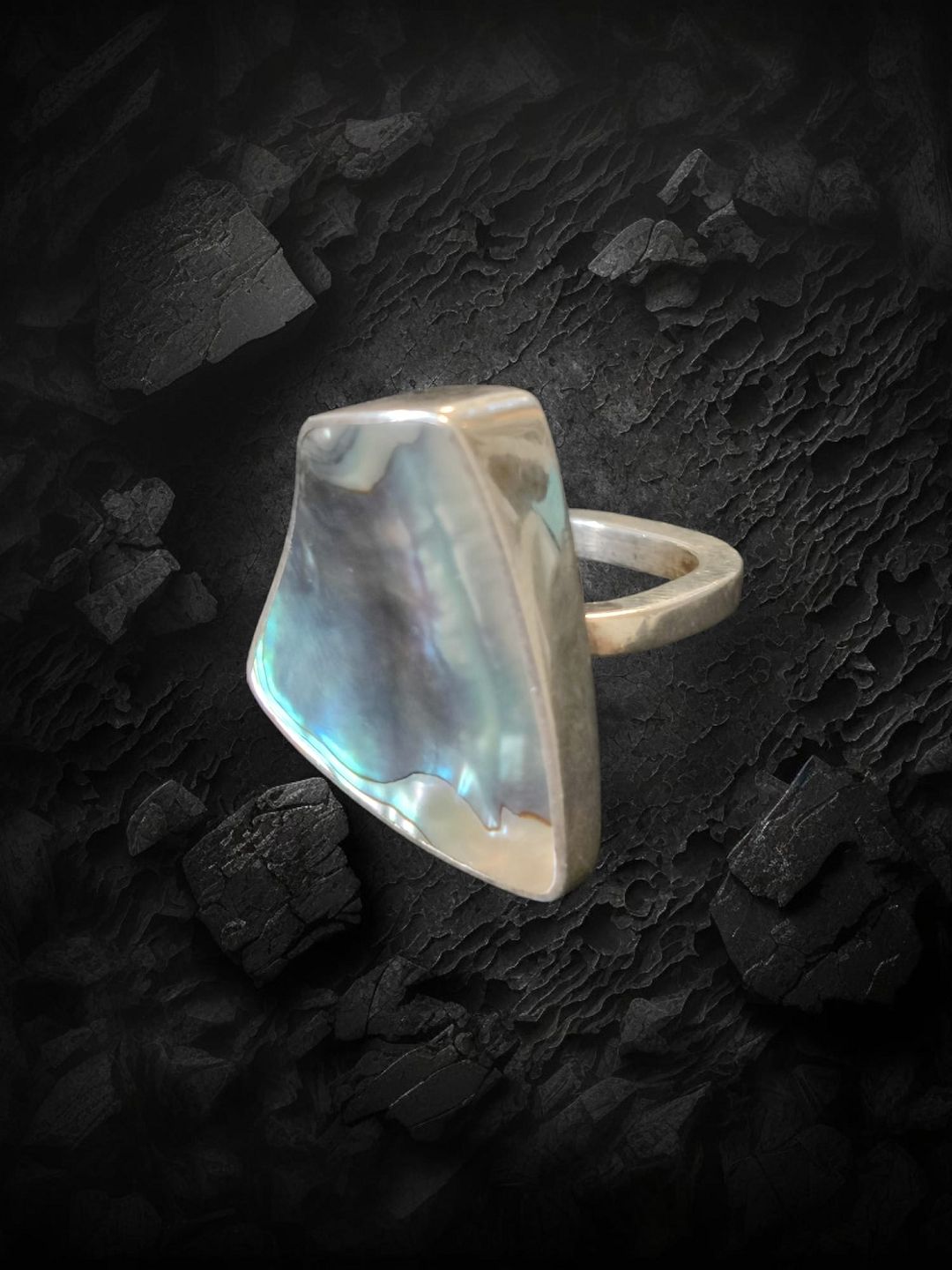 Palle Bisgaard sterling silver ring adorned with large abalone shell