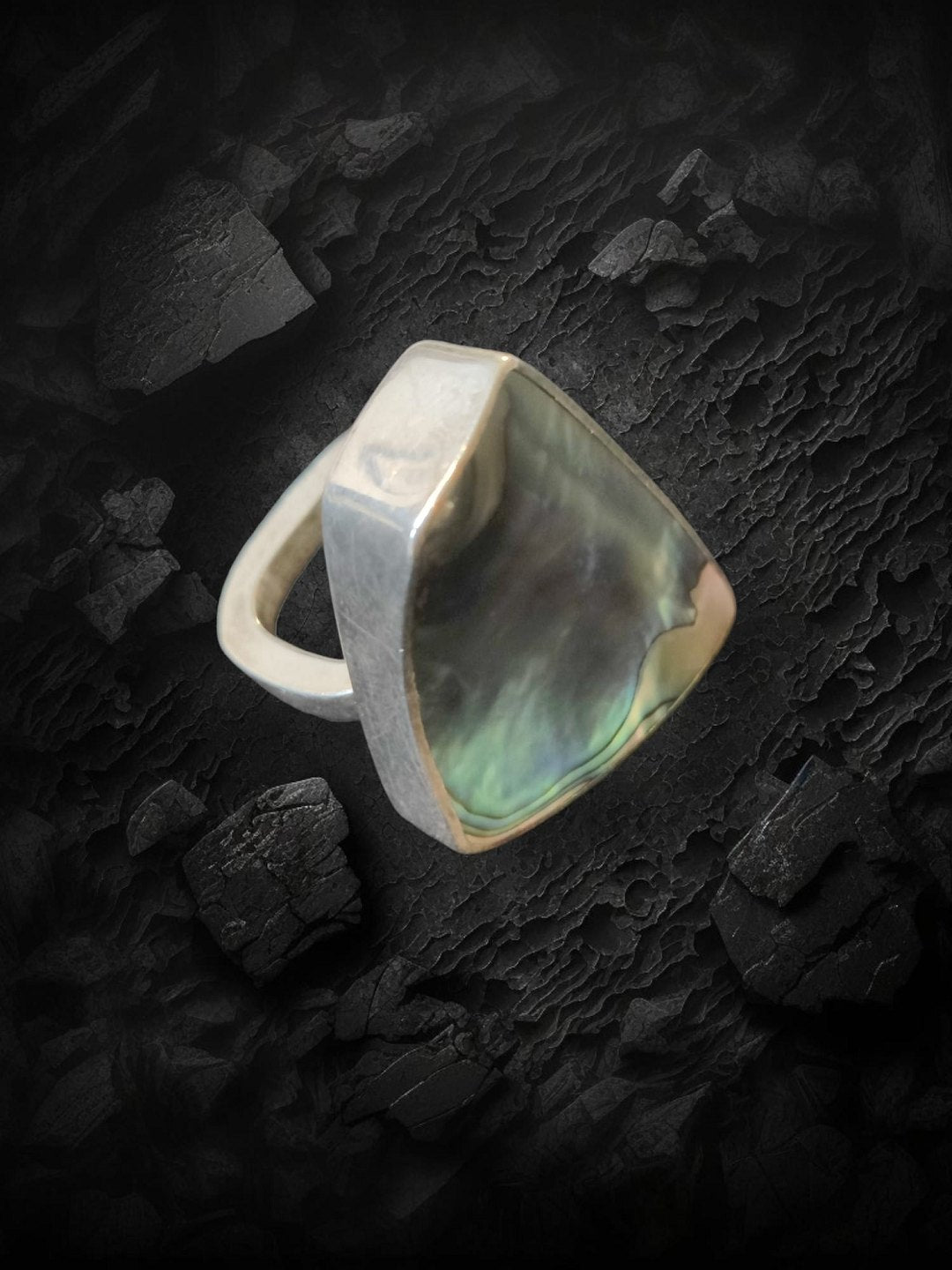 Palle Bisgaard sterling silver ring adorned with large abalone shell