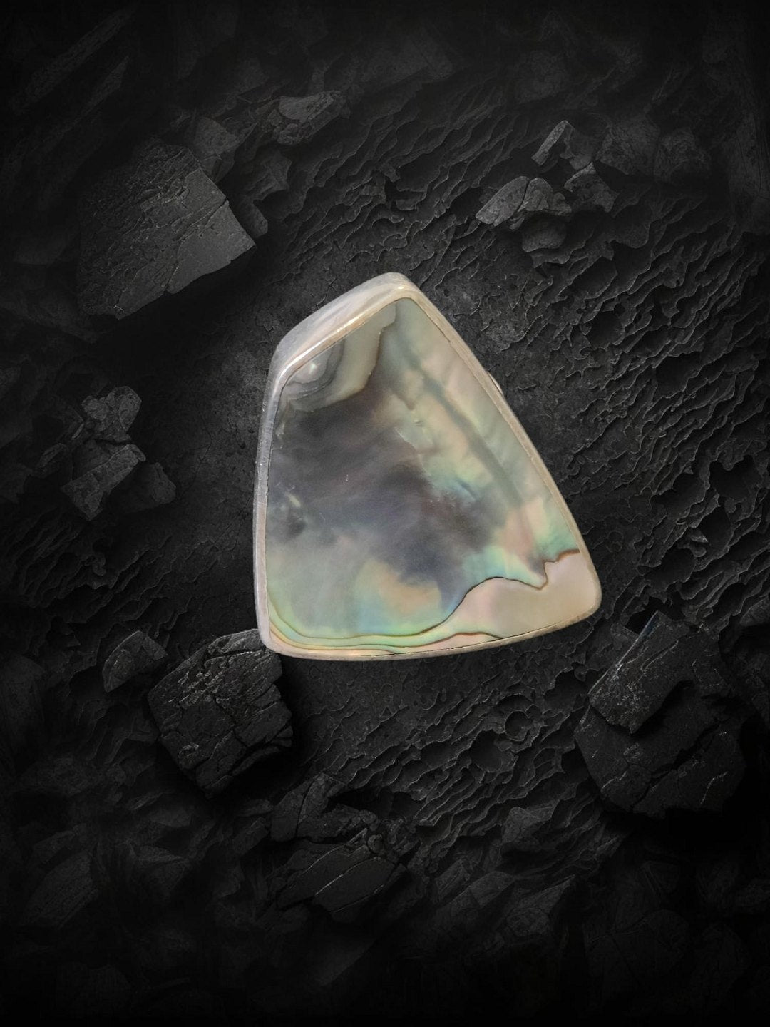 Palle Bisgaard sterling silver ring adorned with large abalone shell